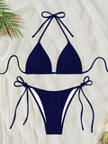 Damen Triangel-Bikini mit verstellbaren Trägern und SeitenbindR&Bändern R&B