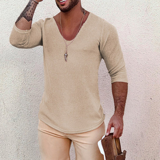 Herren V-Ausschnitt Shirt mit innovativem Strukturdesign R&B