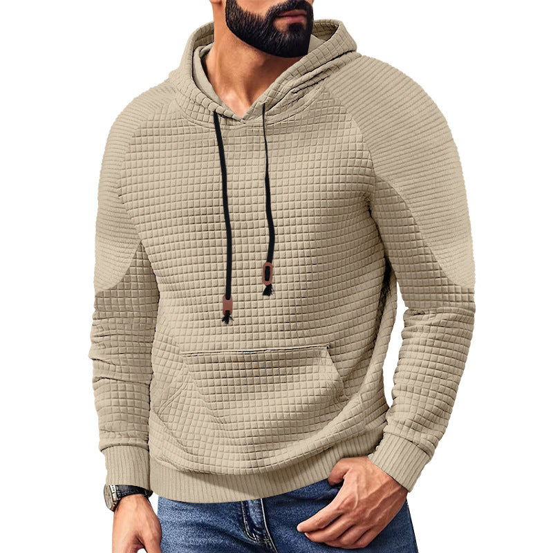 Herren nan Kapuzenpullover mit quadratischer Struktur, Raglanärmeln und Kängurutasche R&B