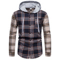 Herren Karo-Hemdjacke mit integrierter Kapuze und modernen Mustern