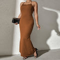 Damen elegantes Maxikleid mit schmalen Trägern und figurschmeichelndem Schnitt R&B