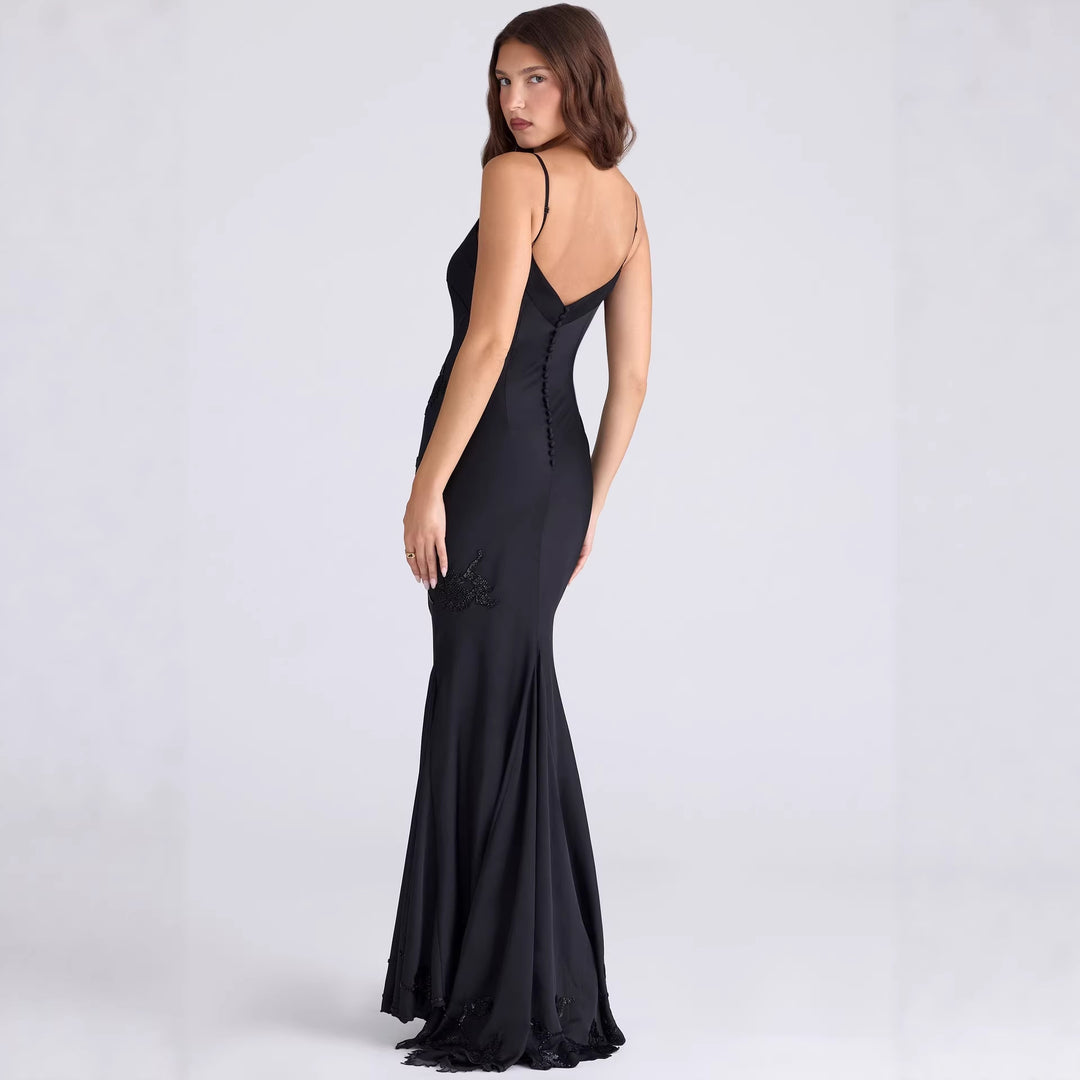 Damen Elegantes Abendkleid mit floralem Spitzenbesatz R&B