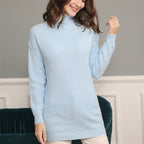 Damen Grobstrick Kleid mit hohem Kragen und weitem Schnitt