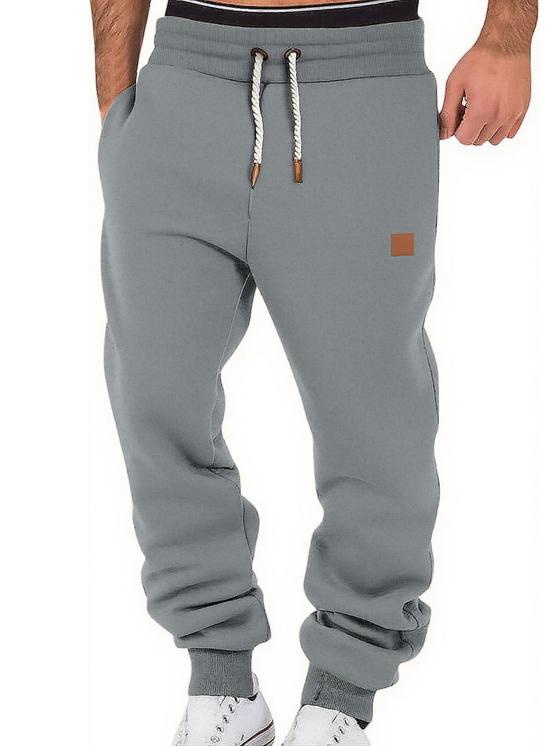 Herren nan komfortable Jogginghose aus hochwertiger Baumwollmischung mit elastischem Bund Kordelzug und Bündchen R&B