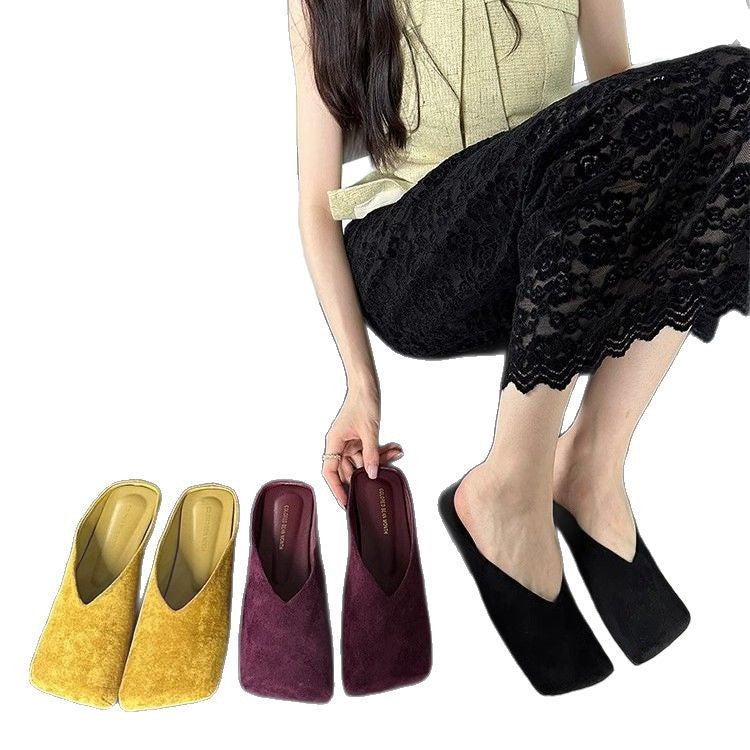 Damen Mokassins mit modernen V-Ausschnitten und weichem Velours R&B