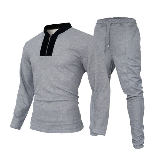 Herren Sportliches Zweiteiliges Set mit Stehkragen und Reißverschluss R&B