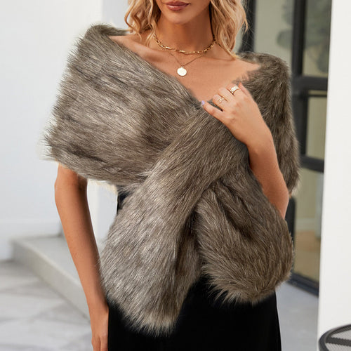 Damen Elegante Kunstfell-Schal mit modischem Schnitt R&B