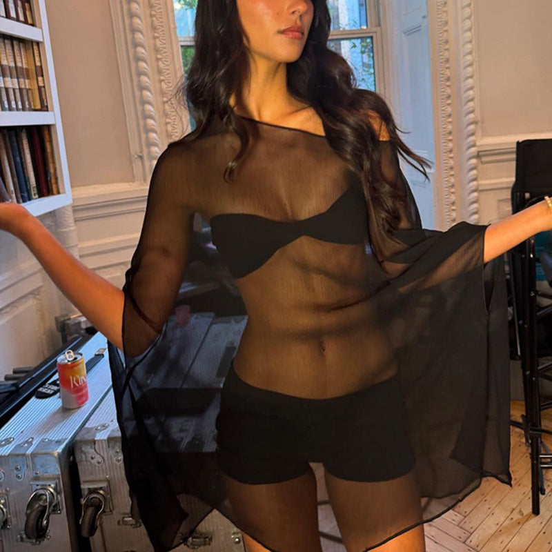 Damen Chiffon Überwurf mit eleganten Ärmelausschnitten R&B