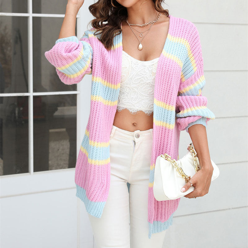 R&B | Gestreifter Strickjacke