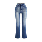 Damen Bootcut Jeans im lässigen Vintage-Stil mit hohem Bund und moderner Waschung R&B