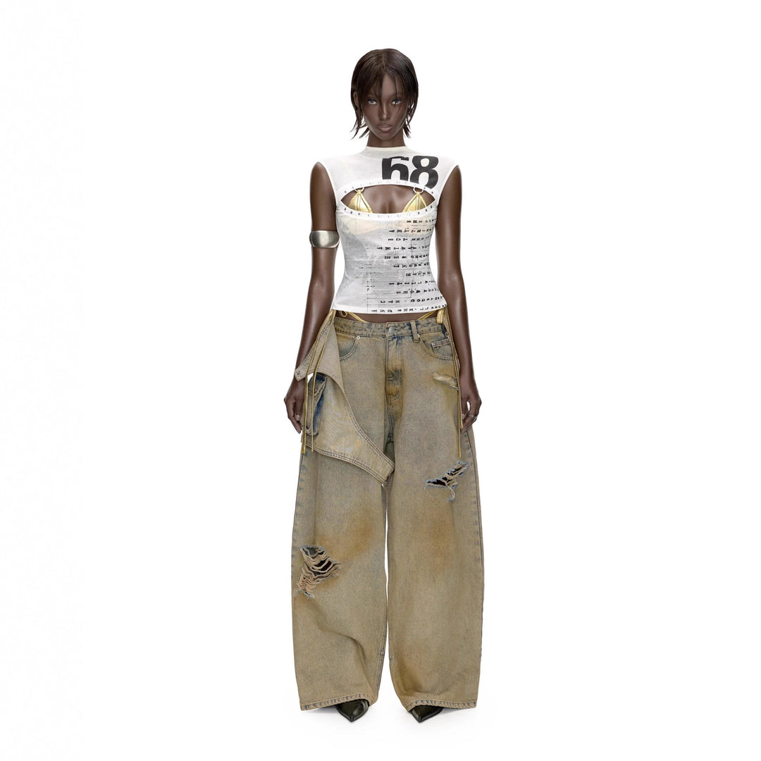 Damen Kreatives Tank-Top mit Grafischem Druck R&B