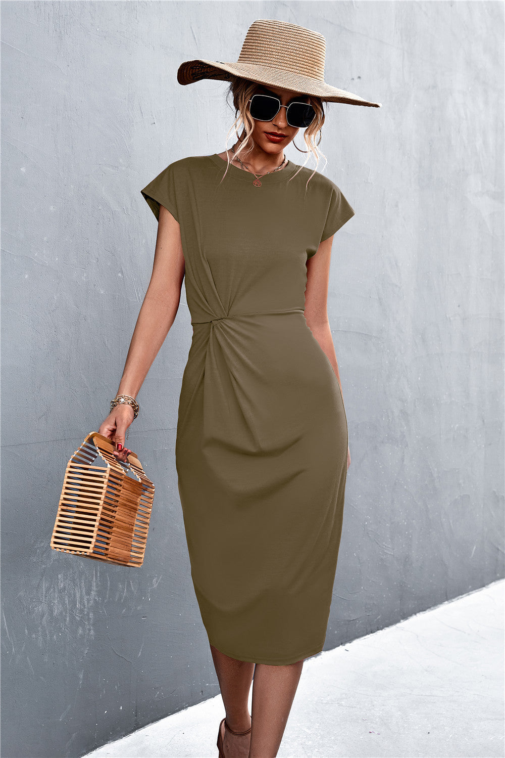Damen Stretchkleid mit raffinierter Drapierung R&B