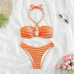 Damen Bandeau-Bikini mit stilvollem Streifendesign R&B