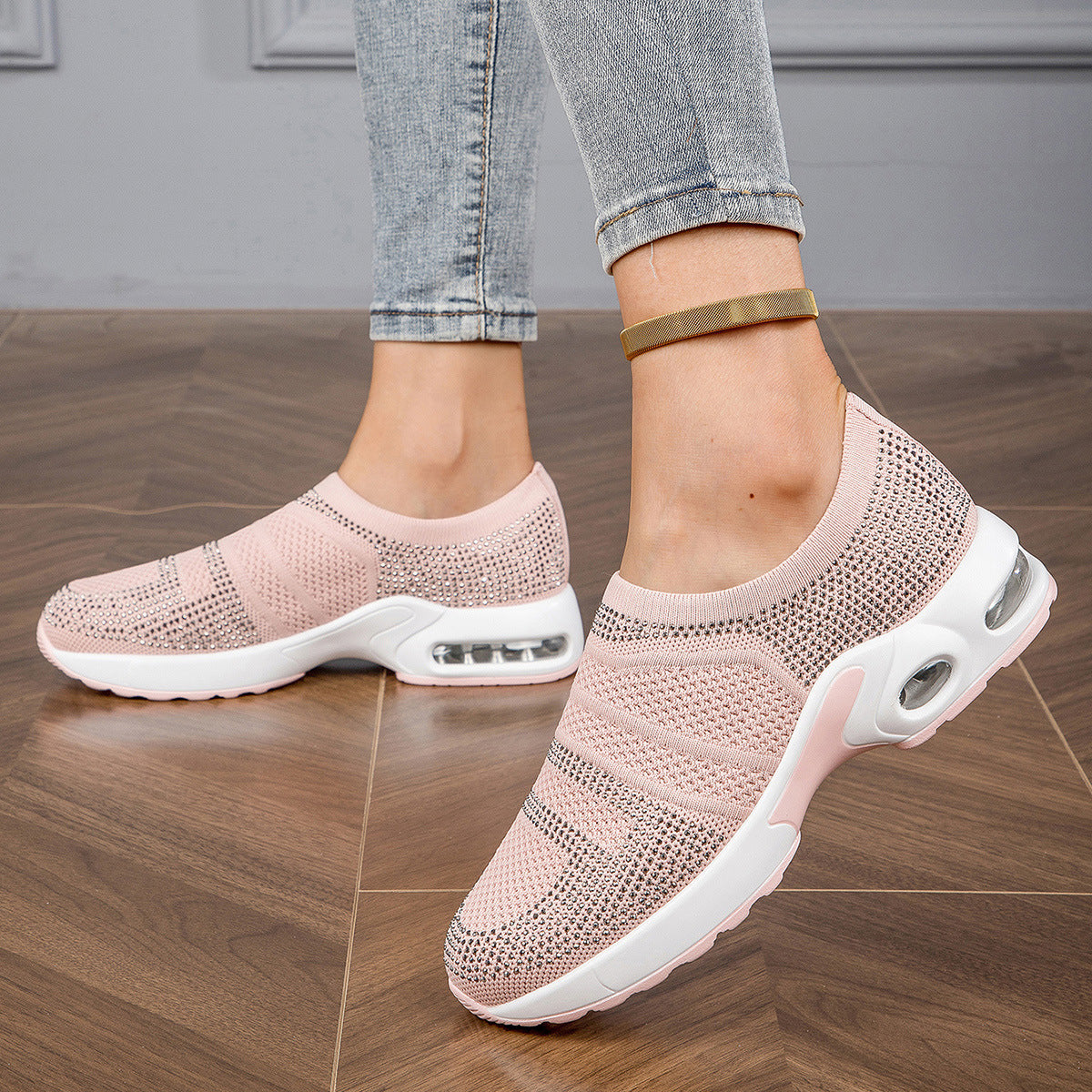Damen Slip-On Sport-Sneaker mit atmungsaktivem Obermaterial und dämpfender Sohle