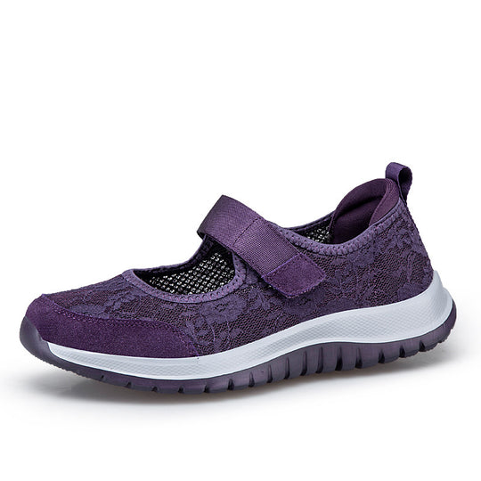 Damen Sportliche Slip-On Sneakers mit verstellbarem Klettverschluss und atmungsaktiver Netzstruktur R&B