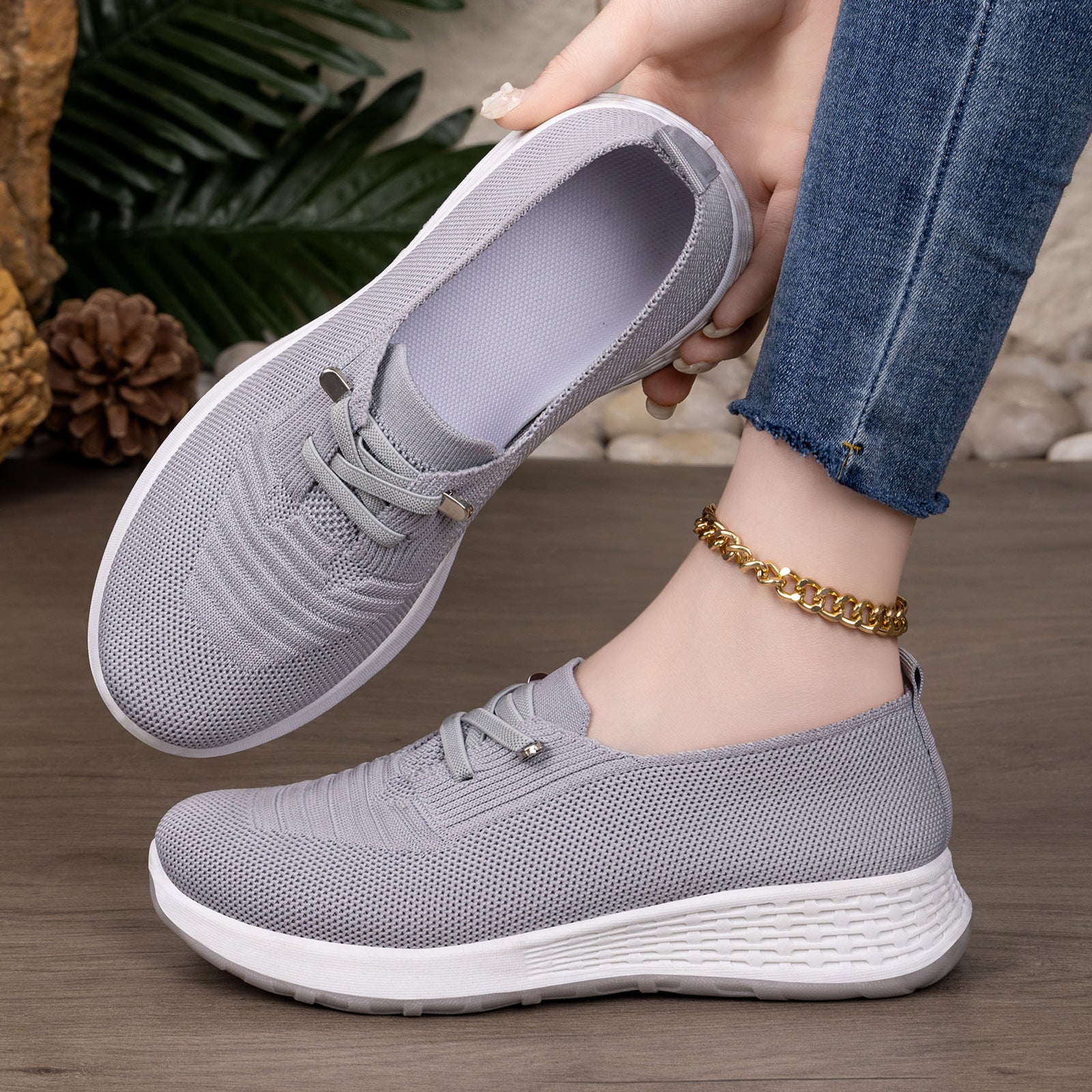 Damen Atmungsaktive Slip-On Sneakers mit dämpfender Sohle