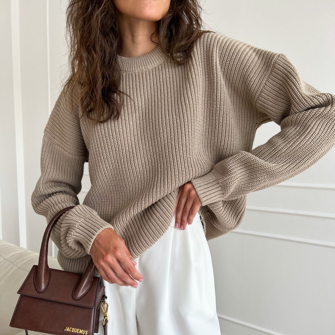 Damen Oversized Strickpullover mit strukturiertem Muster R&B