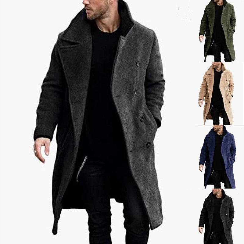 Herren eleganter Mantel mit breitem Kragen R&B