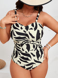 Damen Eleganter Einteiler Badeanzug mit raffen Design R&B