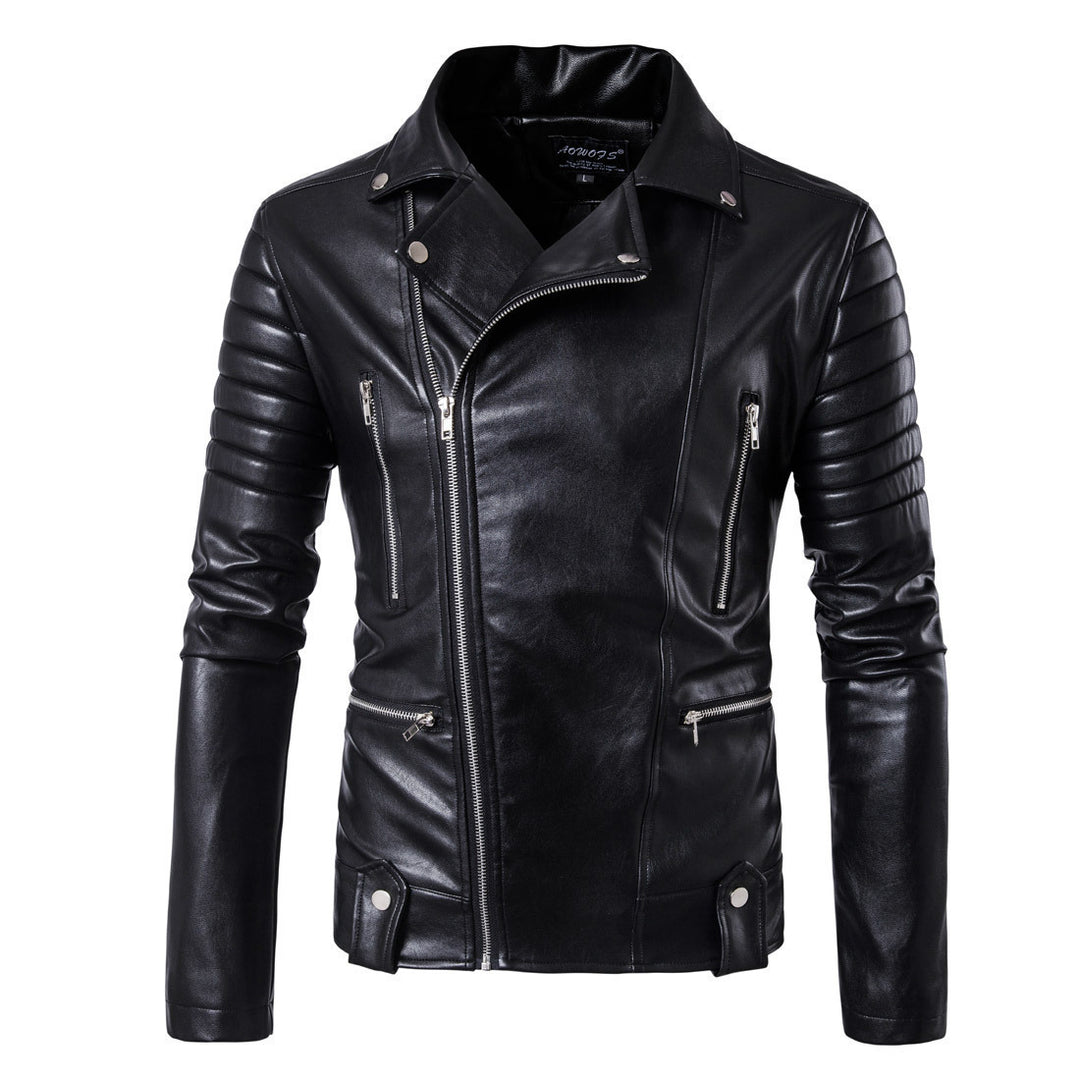 Herren Luxus Leder Bikerjacke mit asymmetrischem Reißverschluss