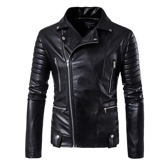 Herren Luxus Leder Bikerjacke mit asymmetrischem Reißverschluss