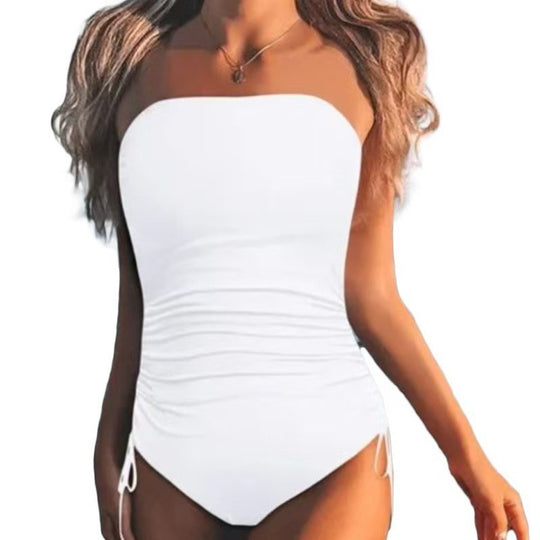Damen Bandeau Badeanzug mit seitlichen Raffungselementen R&B