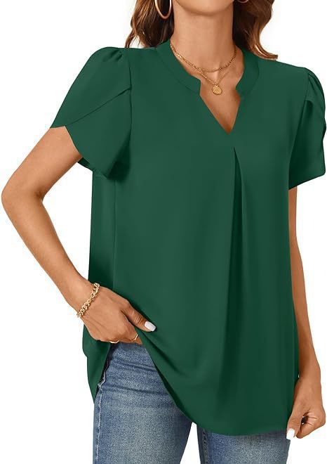 Damen Elegante Bluse mit V-Ausschnitt und Puffärmeln R&B
