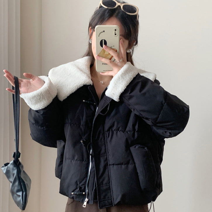 Damen Kuschelige Daunenjacke mit abnehmbarem Teddykragen R&B
