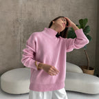 Damen eleganter Strickpullover mit hohem Kragen R&B