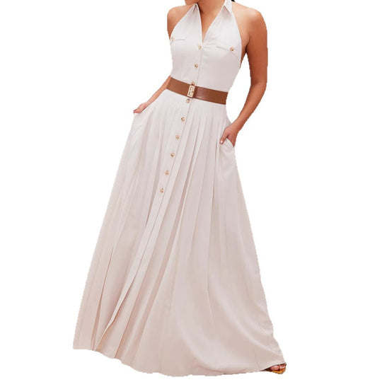 Damen Kurzarm Kleid mit plissierten Details R&B