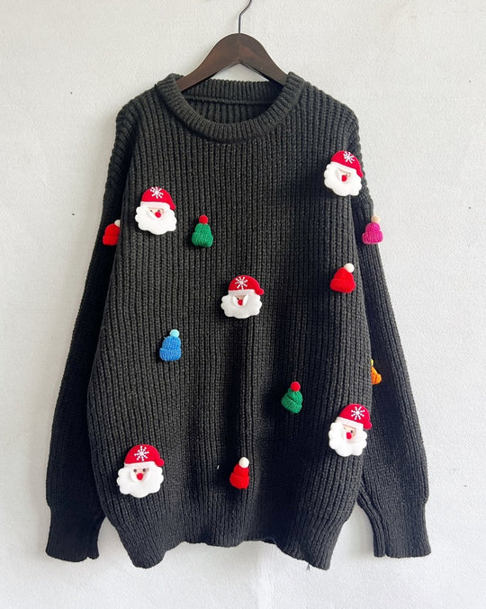 Damen Weihnachts-Pullover mit festlichem Santa-Motiv und strukturierter Strickqualität R&B