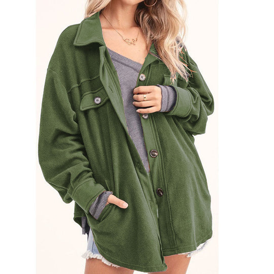 Damen lässige Overshirtjacke aus weichem Fleece R&B