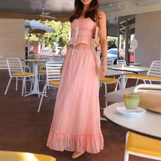 Damen Maxikleid mit romantischem Schnitt und verspielten Rüschendetails R&B
