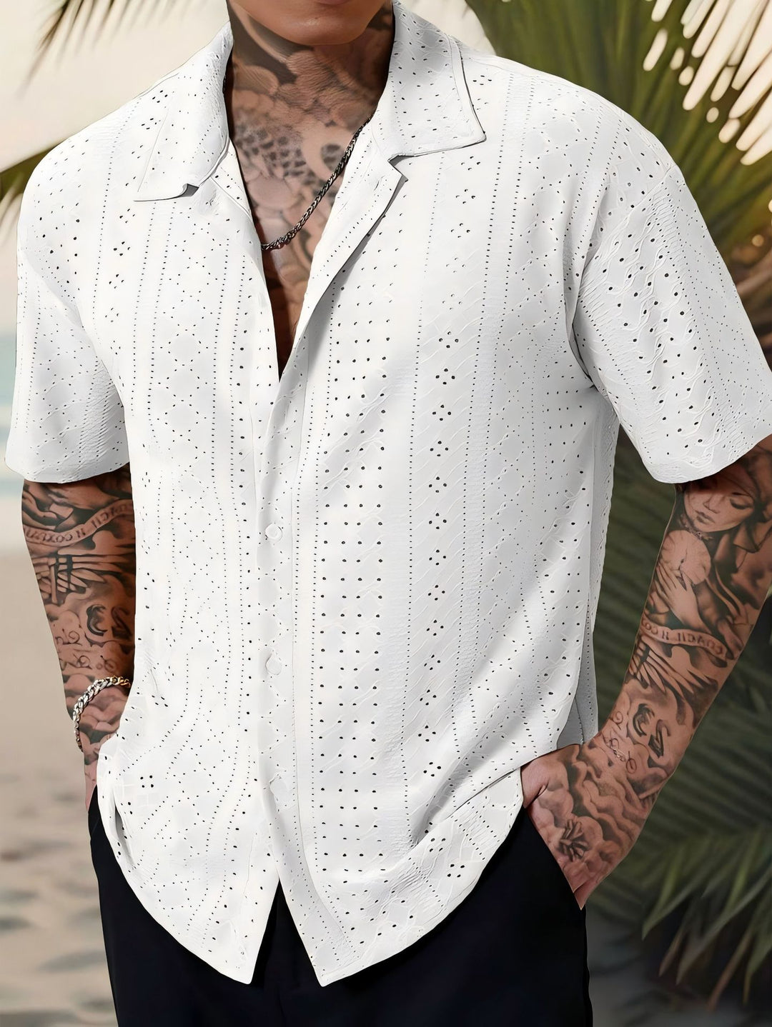 Herren Kurzarmhemd mit strukturiertem Design und atmungsaktivem Material R&B