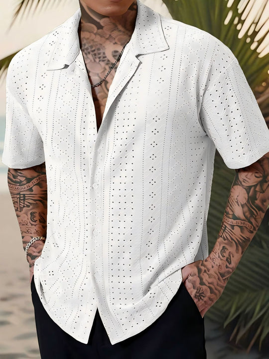 Herren Kurzarmhemd mit strukturiertem Design und atmungsaktivem Material R&B