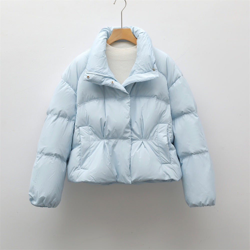 Damen modische gesteppte Kurzjacke mit hohem Kragen und praktischen Taschen R&B