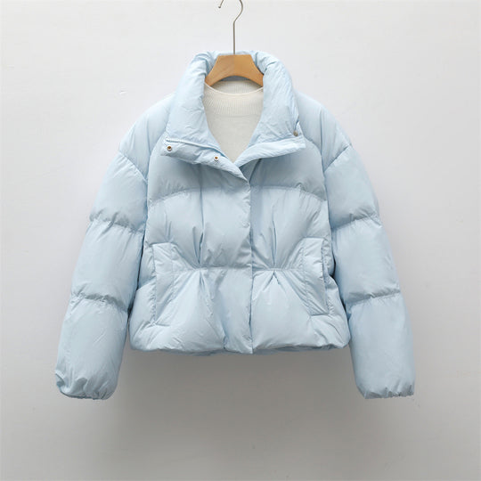 Damen modische gesteppte Kurzjacke mit hohem Kragen und praktischen Taschen R&B