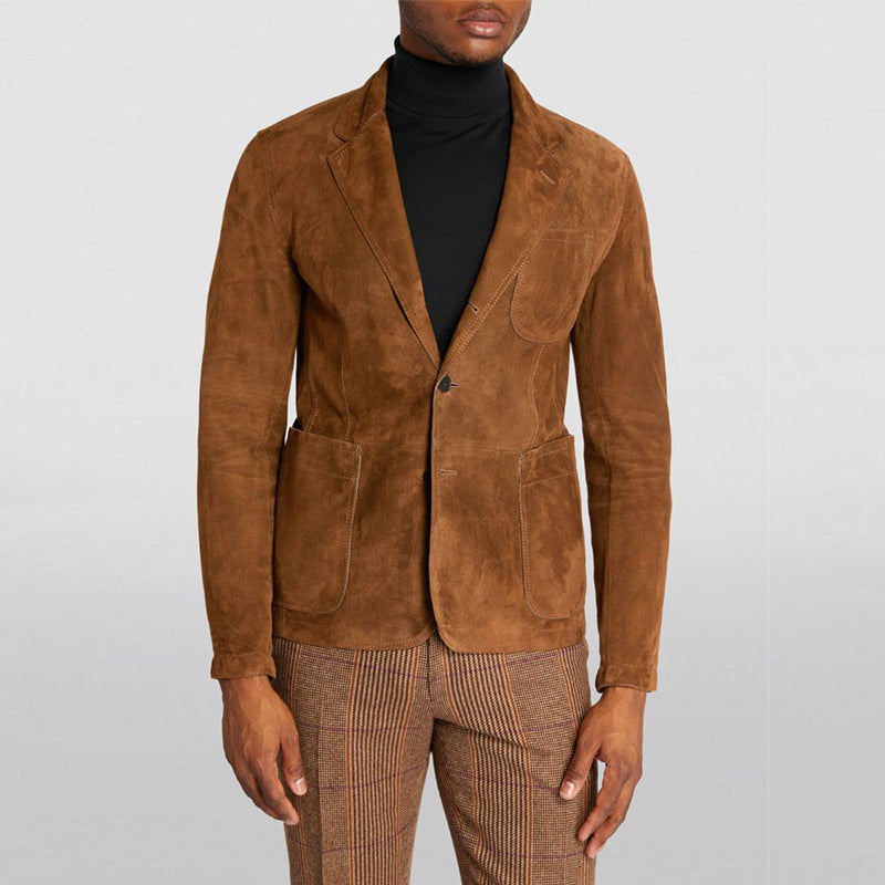 Herren modischer Wildlederblazer mit praktischen Taschen und elegantem Schnitt