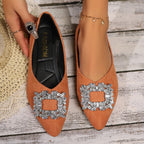 Damen elegante Ballerinas mit funkelnder Kristall-Applikation R&B