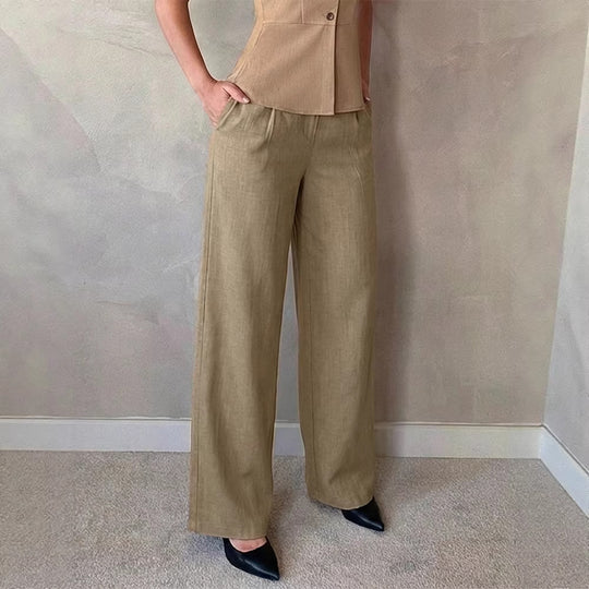 Damen Elegante Palazzo-Hose mit hohem Bund und schickem Schnitt R&B