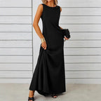 Damen elegantes Maxikleid mit schwingendem Saum und klassischem Schnitt R&B