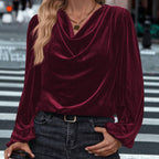Damen Elegantes ViskosR&Bluse mit Wasserfallausschnitt R&B