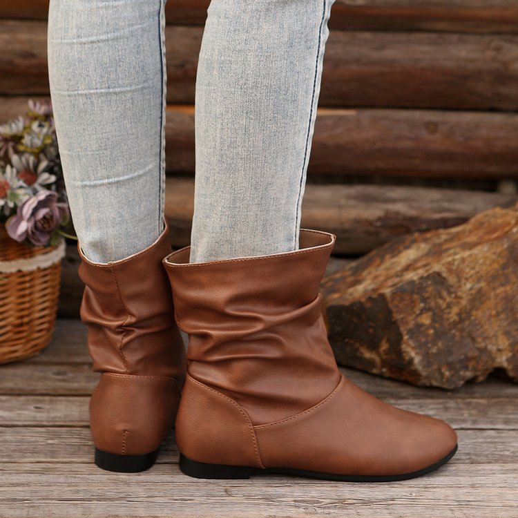 Damen modische Stiefeletten mit elegantem Rüschendesign und weichem Obermaterial R&B