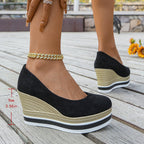 Damen Komfortable Wedge-Pumps aus weichem Veloursleder