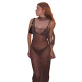 Damen Transparente Maxikleid mit tierischem Muster und verstellbaren Trägern R&B