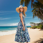 Damen Strandkleid mit floralem Muster und schwingendem Rock R&B