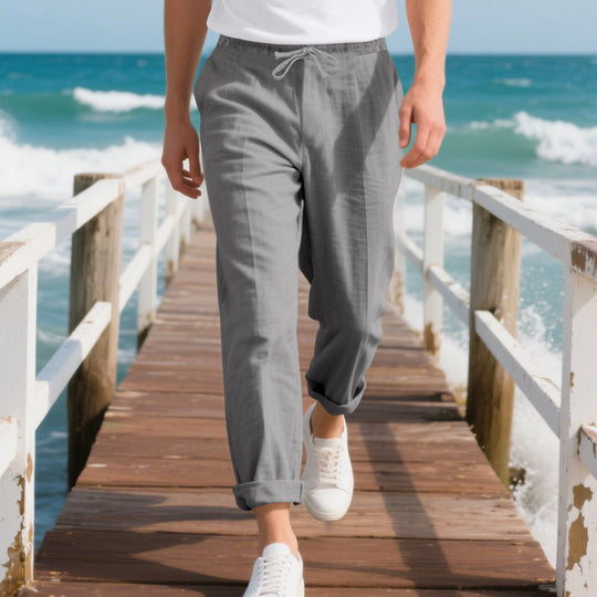 Herren bequeme Strandhose mit elastischem Bund und verstellbarem Kordelzug R&B