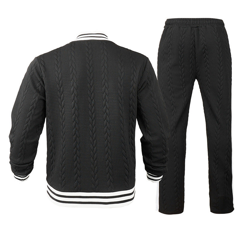 Herren Sportswear-Bomberjacke mit strukturiertem Design und Kontraststreifen R&B