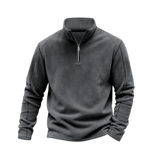 Herren nan leichter Fleece-Pullover mit halbem Reißverschluss und Stehkragen R&B