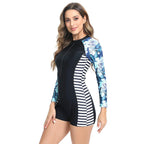 Damen Surfanzug mit langärmeligem Design und floralem Muster R&B
